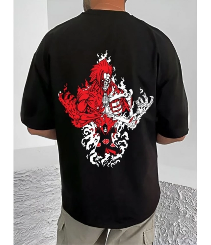 Generic Men's Casual Cotton Blend Printed Round Neck Half Sleeve T-Shirt (Black) Generic Men's Casual Cotton Blend Printed Round Neck Half Sleeve T-Shirt (Black)