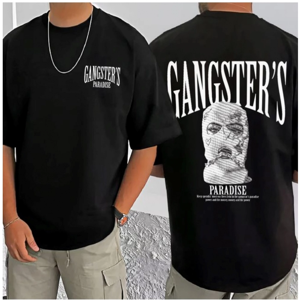 Generic Men's Casual Cotton Blend Printed Round Neck Half Sleeve T-Shirt (Black) Generic Men's Casual Cotton Blend Printed Round Neck Half Sleeve T-Shirt (Black)