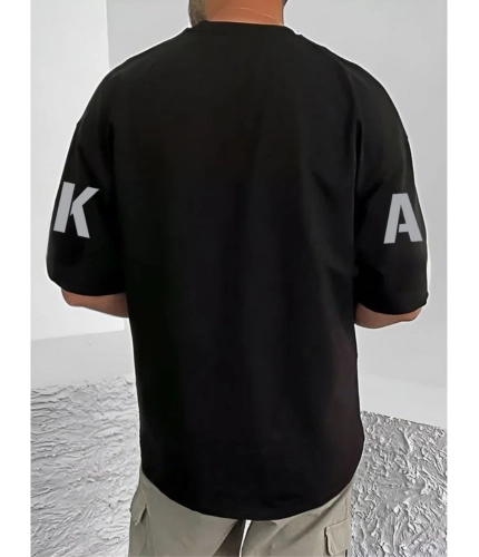 Generic Men's Casual Cotton Blend Printed Round Neck Half Sleeve T-Shirt (Black) Generic Men's Casual Cotton Blend Printed Round Neck Half Sleeve T-Shirt (Black)