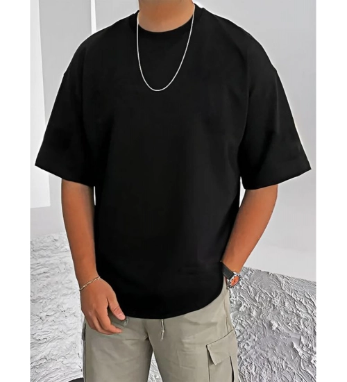 Generic Men's Casual Cotton Blend Printed Round Neck Half Sleeve T-Shirt (Black) Generic Men's Casual Cotton Blend Printed Round Neck Half Sleeve T-Shirt (Black)