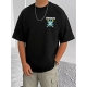 Generic Men's Casual Cotton Blend Printed Round Neck Half Sleeve T-Shirt (Black) Generic Men's Casual Cotton Blend Printed Round Neck Half Sleeve T-Shirt (Black)