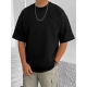 Generic Men's Casual Cotton Blend Printed Round Neck Half Sleeve T-Shirt (Black)