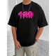 Generic Men's Casual Cotton Blend Printed Round Neck Half Sleeve T-Shirt (Black) Generic Men's Casual Cotton Blend Printed Round Neck Half Sleeve T-Shirt (Black)