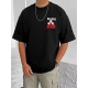 Generic Men's Casual Cotton Blend Printed Round Neck Half Sleeve T-Shirt (Black) Generic Men's Casual Cotton Blend Printed Round Neck Half Sleeve T-Shirt (Black)