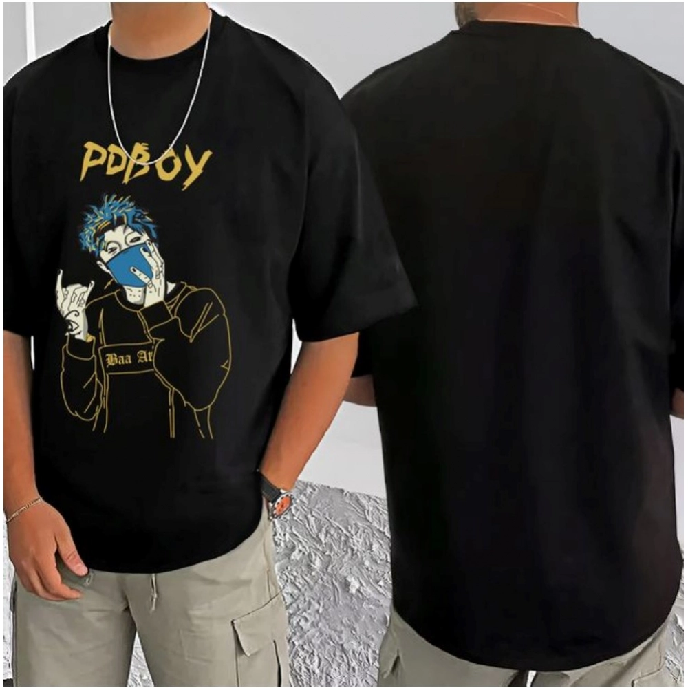 Generic Men's Casual Cotton Blend Printed Round Neck Half Sleeve T-Shirt (Black) Generic Men's Casual Cotton Blend Printed Round Neck Half Sleeve T-Shirt (Black)