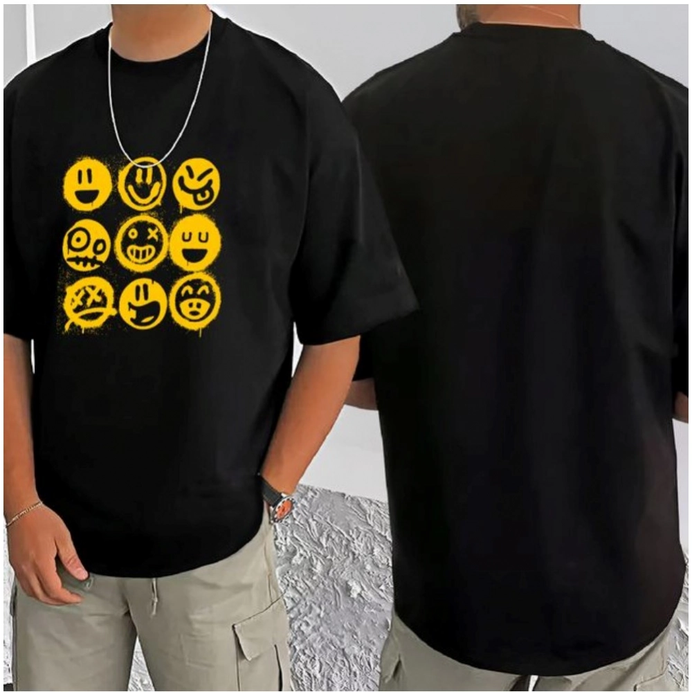 Generic Men's Casual Cotton Blend Printed Round Neck Half Sleeve T-Shirt (Black) Generic Men's Casual Cotton Blend Printed Round Neck Half Sleeve T-Shirt (Black)