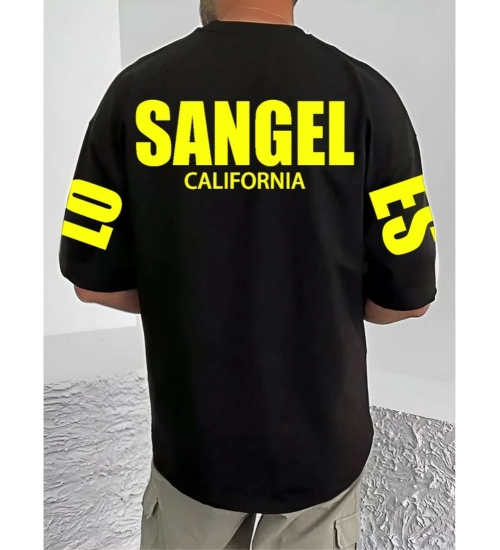 Generic Men's Casual Cotton Blend Printed Round Neck Half Sleeve T-Shirt (Black)