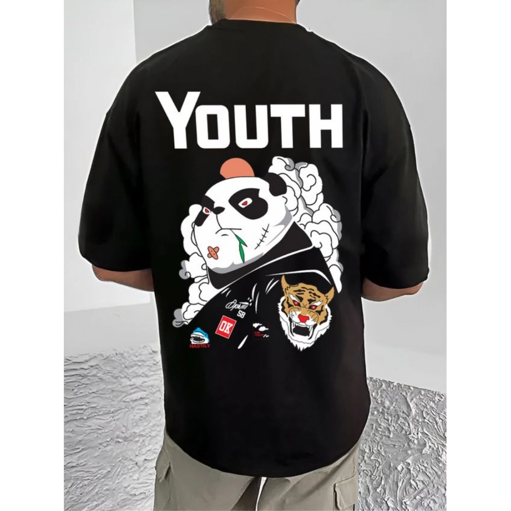 Generic Men's Casual Cotton Blend Printed Round Neck Half Sleeve T-Shirt (Black) Generic Men's Casual Cotton Blend Printed Round Neck Half Sleeve T-Shirt (Black)