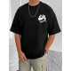 Generic Men's Casual Cotton Blend Printed Round Neck Half Sleeve T-Shirt (Black) Generic Men's Casual Cotton Blend Printed Round Neck Half Sleeve T-Shirt (Black)