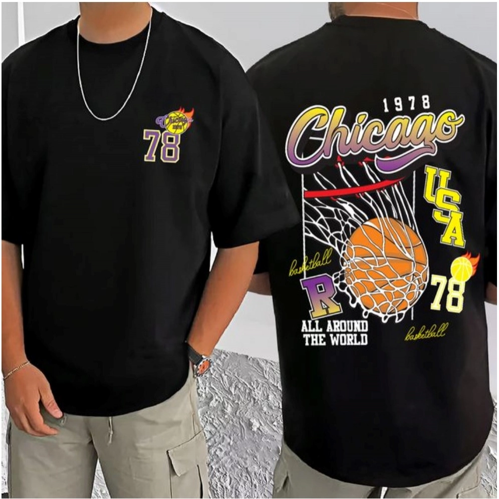 Generic Men's Casual Cotton Blend Printed Round Neck Half Sleeve T-Shirt (Black)