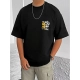 Generic Men's Casual Cotton Blend Printed Round Neck Half Sleeve T-Shirt (Black) Generic Men's Casual Cotton Blend Printed Round Neck Half Sleeve T-Shirt (Black)