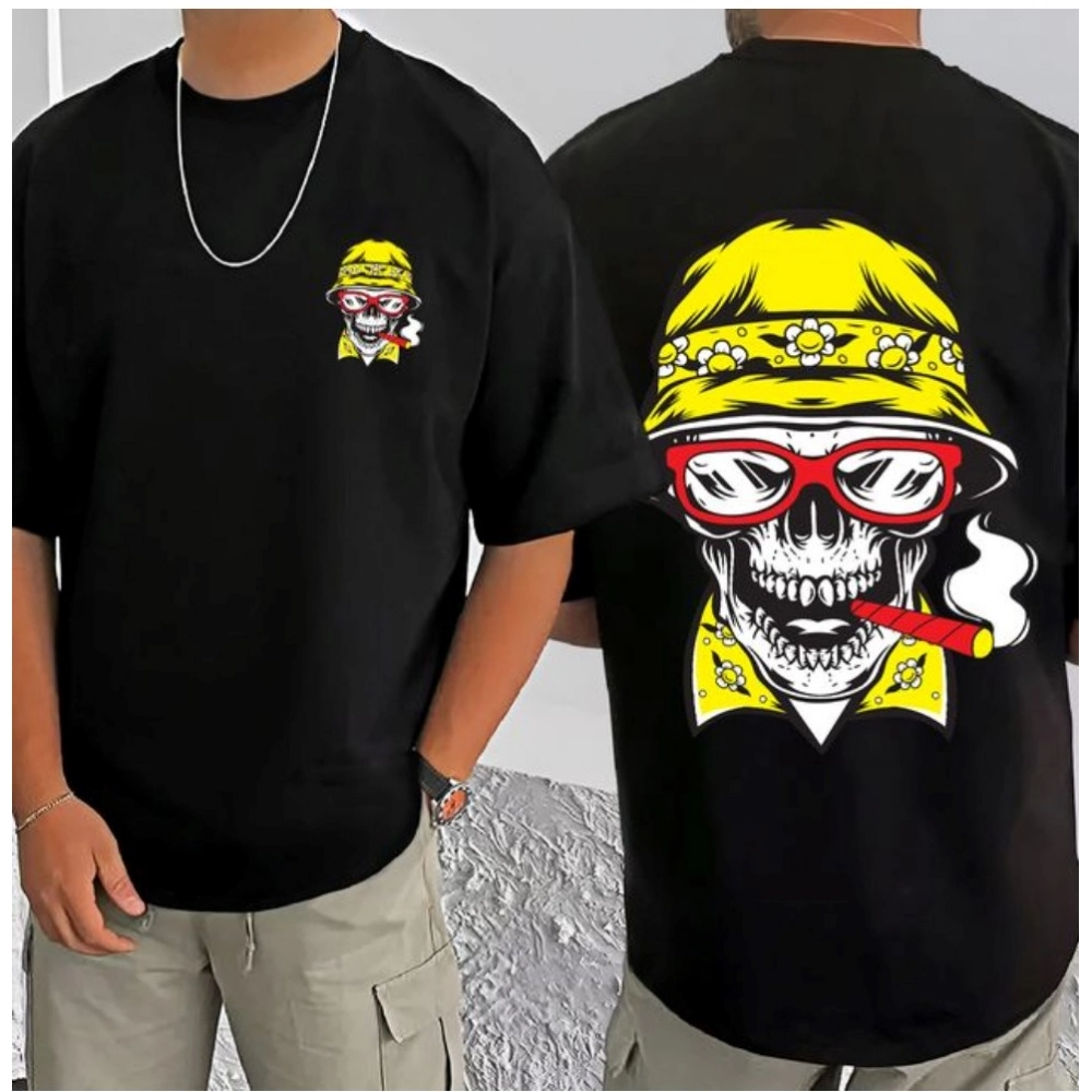 Generic Men's Casual Cotton Blend Printed Round Neck Half Sleeve T-Shirt (Black) Generic Men's Casual Cotton Blend Printed Round Neck Half Sleeve T-Shirt (Black)