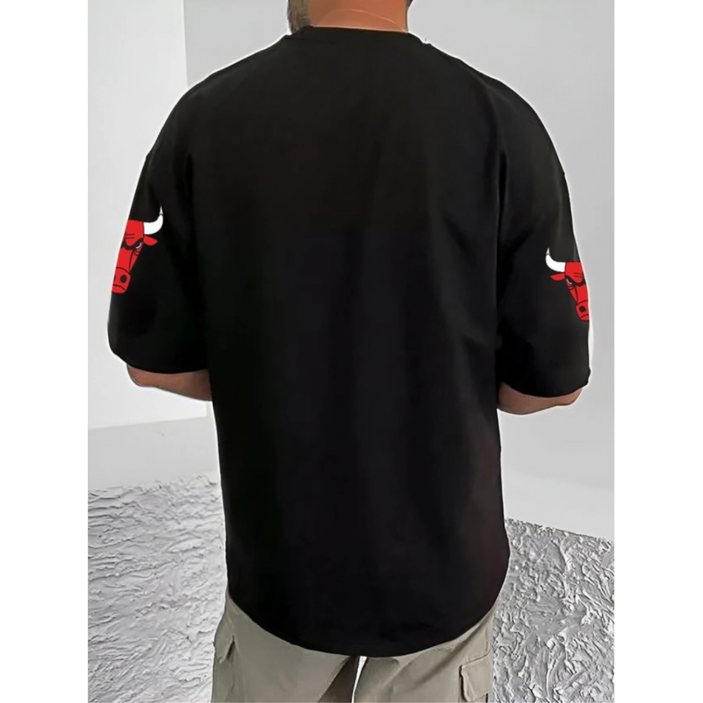Generic Men's Casual Cotton Blend Printed Round Neck Half Sleeve T-Shirt (Black) Generic Men's Casual Cotton Blend Printed Round Neck Half Sleeve T-Shirt (Black)