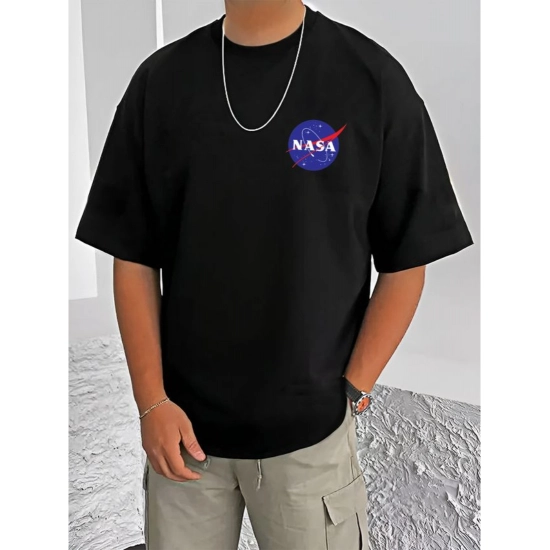 Generic Men's Casual Cotton Blend Printed Round Neck Half Sleeve T-Shirt (Black) Generic Men's Casual Cotton Blend Printed Round Neck Half Sleeve T-Shirt (Black)