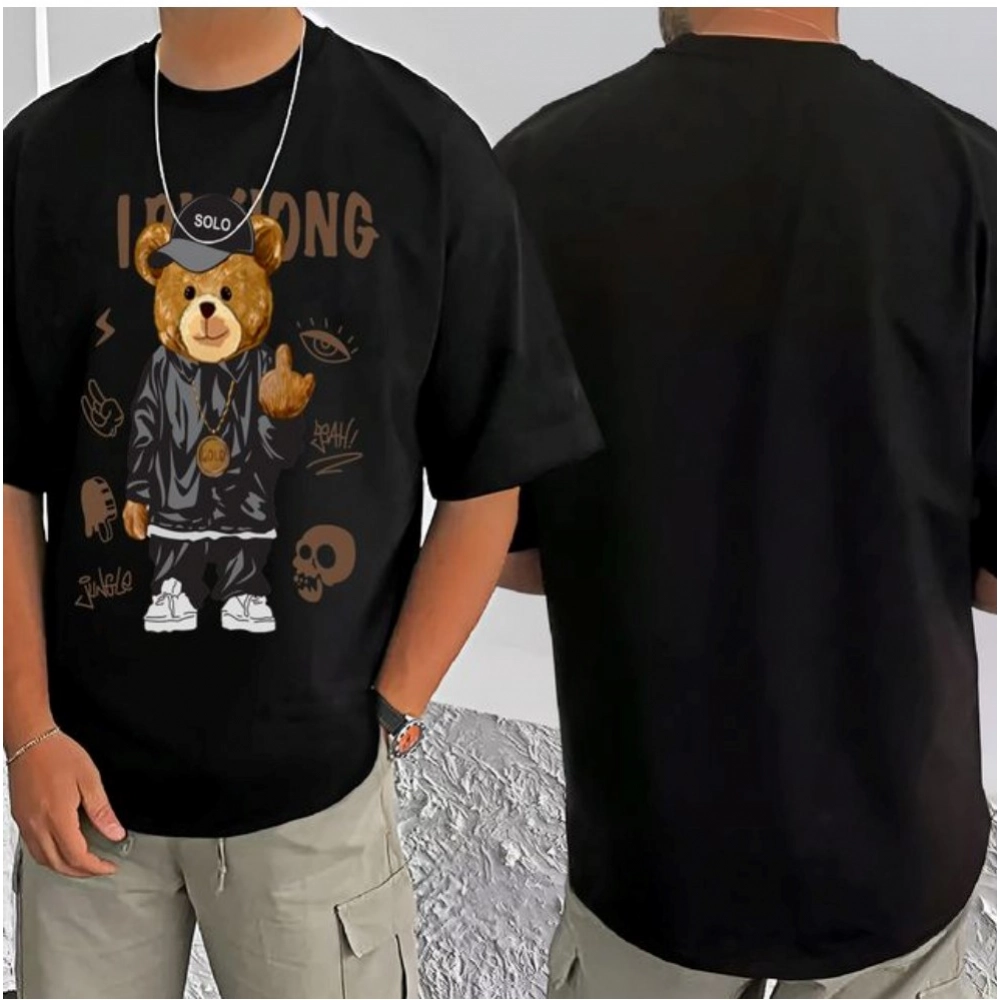 Generic Men's Casual Cotton Blend Printed Round Neck Half Sleeve T-Shirt (Black) Generic Men's Casual Cotton Blend Printed Round Neck Half Sleeve T-Shirt (Black)