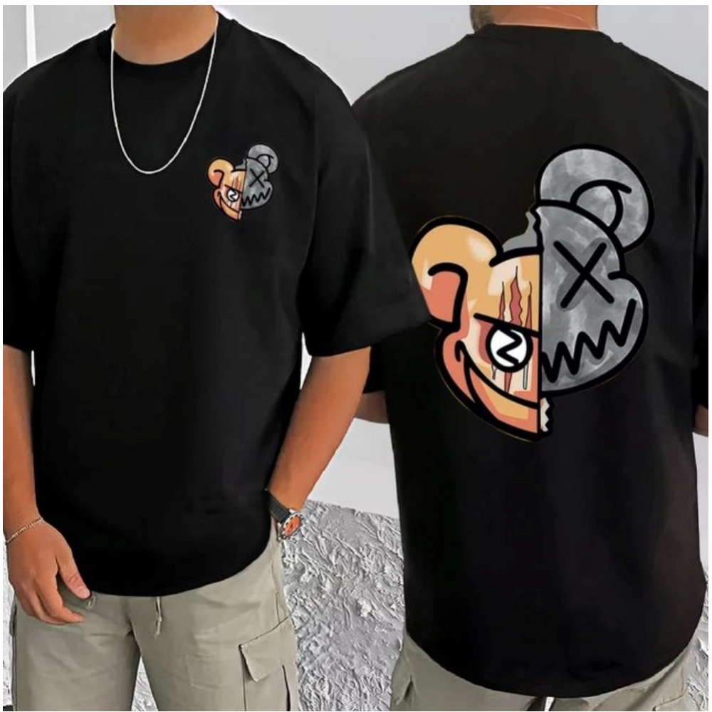 Generic Men's Casual Cotton Blend Printed Round Neck Half Sleeve T-Shirt (Black) Generic Men's Casual Cotton Blend Printed Round Neck Half Sleeve T-Shirt (Black)