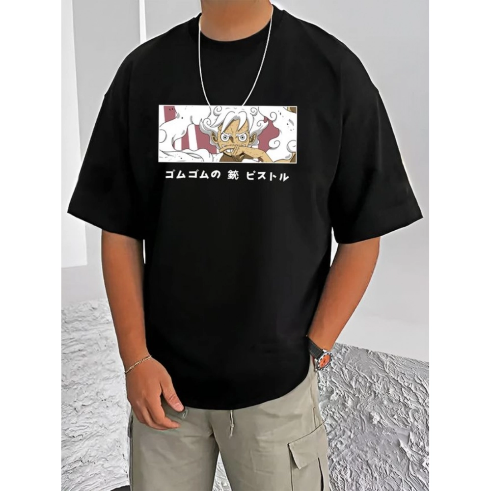 Generic Men's Casual Cotton Blend Printed Round Neck Half Sleeve T-Shirt (Black) Generic Men's Casual Cotton Blend Printed Round Neck Half Sleeve T-Shirt (Black)