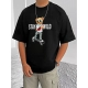 Generic Men's Casual Cotton Blend Printed Round Neck Half Sleeve T-Shirt (Black) Generic Men's Casual Cotton Blend Printed Round Neck Half Sleeve T-Shirt (Black)