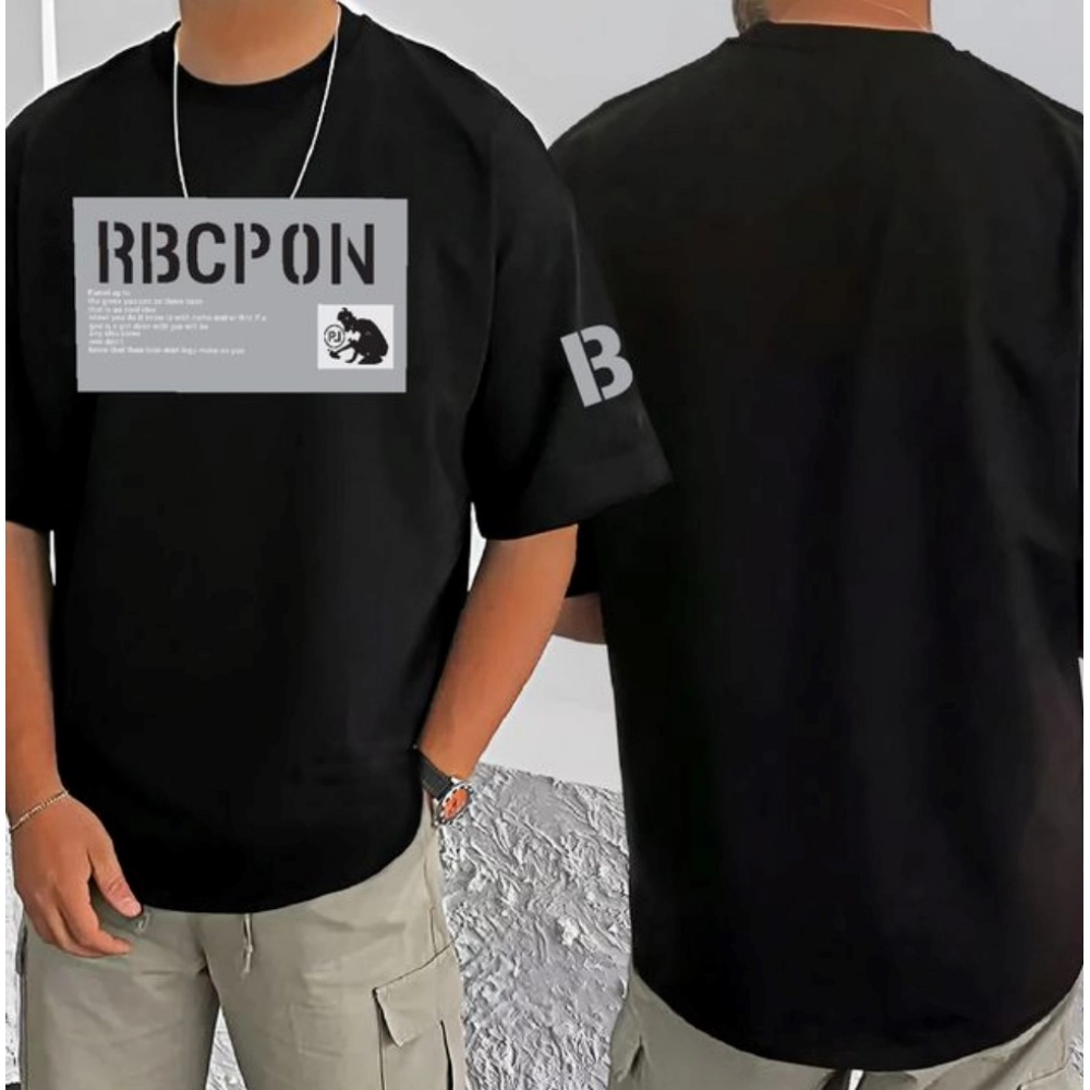 Generic Men's Casual Cotton Blend Printed Round Neck Half Sleeve T-Shirt (Black) Generic Men's Casual Cotton Blend Printed Round Neck Half Sleeve T-Shirt (Black)