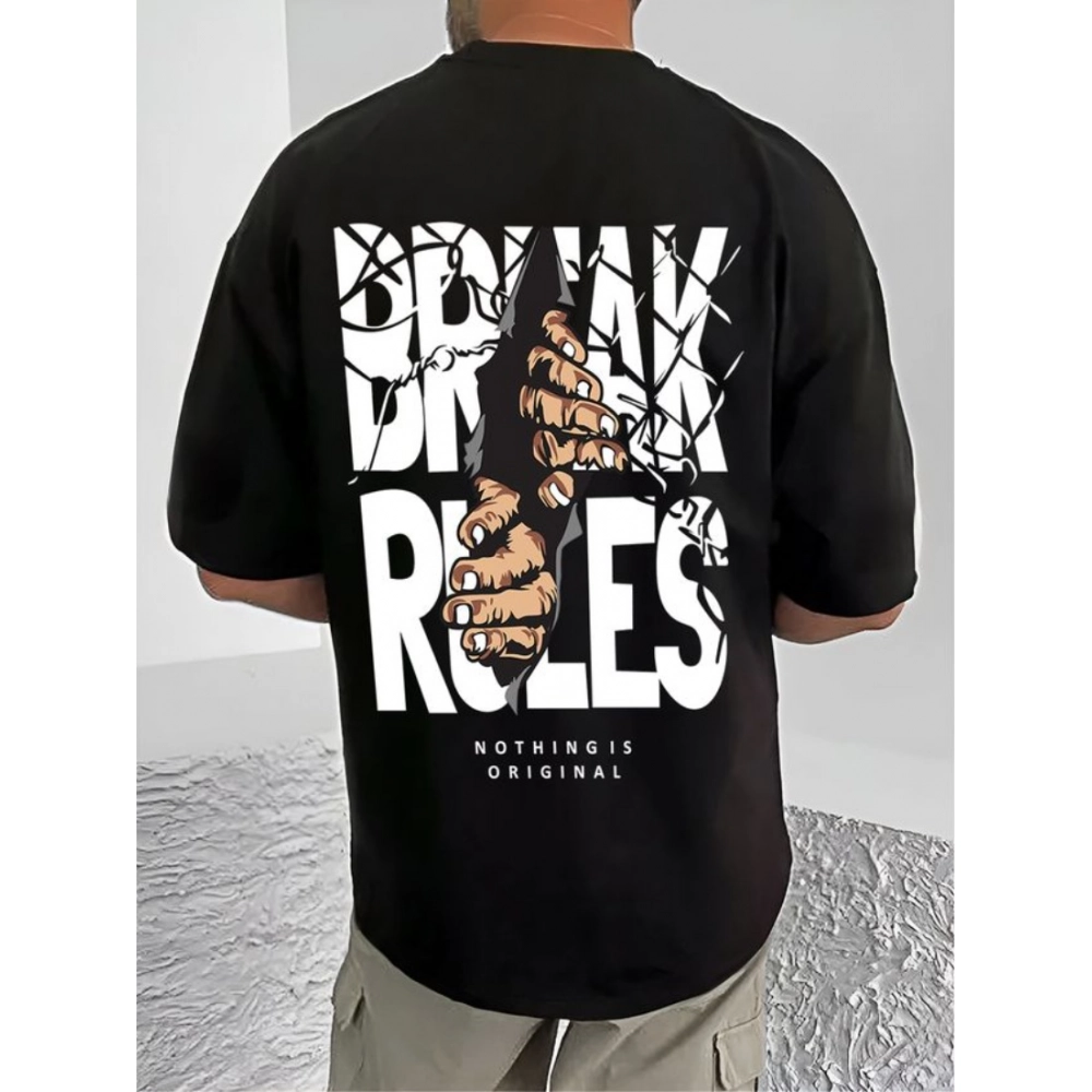 Generic Men's Casual Cotton Blend Printed Round Neck Half Sleeve T-Shirt (Black) Generic Men's Casual Cotton Blend Printed Round Neck Half Sleeve T-Shirt (Black)