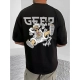 Generic Men's Casual Cotton Blend Printed Round Neck Half Sleeve T-Shirt (Black) Generic Men's Casual Cotton Blend Printed Round Neck Half Sleeve T-Shirt (Black)