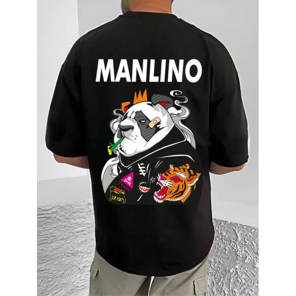 Generic Men's Casual Cotton Blend Printed Round Neck Half Sleeve T-Shirt (Black) Generic Men's Casual Cotton Blend Printed Round Neck Half Sleeve T-Shirt (Black)