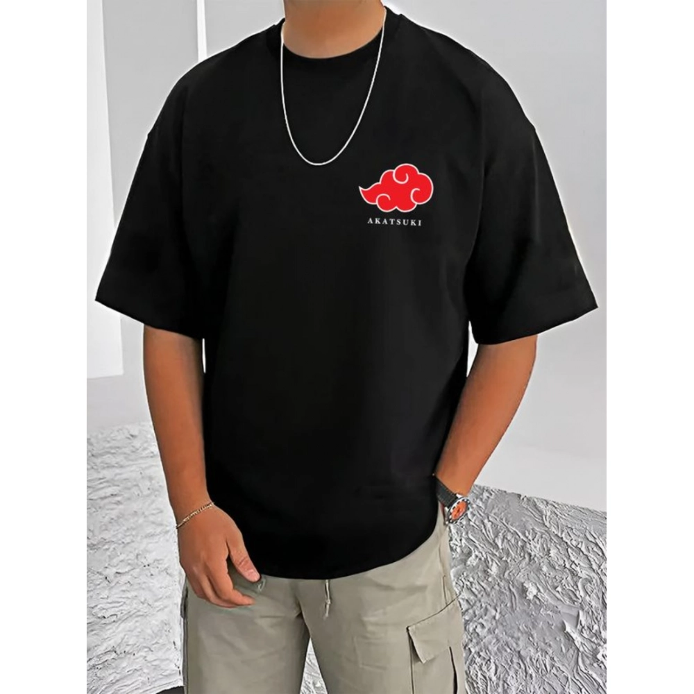 Generic Men's Casual Cotton Blend Printed Round Neck Half Sleeve T-Shirt (Black) Generic Men's Casual Cotton Blend Printed Round Neck Half Sleeve T-Shirt (Black)