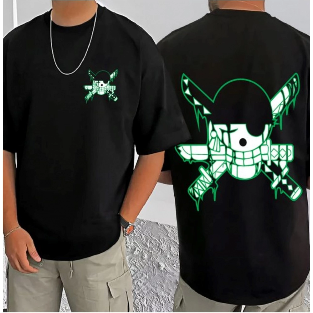 Generic Men's Casual Cotton Blend Printed Round Neck Half Sleeve T-Shirt (Black)