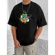 Generic Men's Casual Cotton Blend Printed Round Neck Half Sleeve T-Shirt (Black) Generic Men's Casual Cotton Blend Printed Round Neck Half Sleeve T-Shirt (Black)