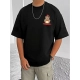 Generic Men's Casual Cotton Blend Printed Round Neck Half Sleeve T-Shirt (Black) Generic Men's Casual Cotton Blend Printed Round Neck Half Sleeve T-Shirt (Black)