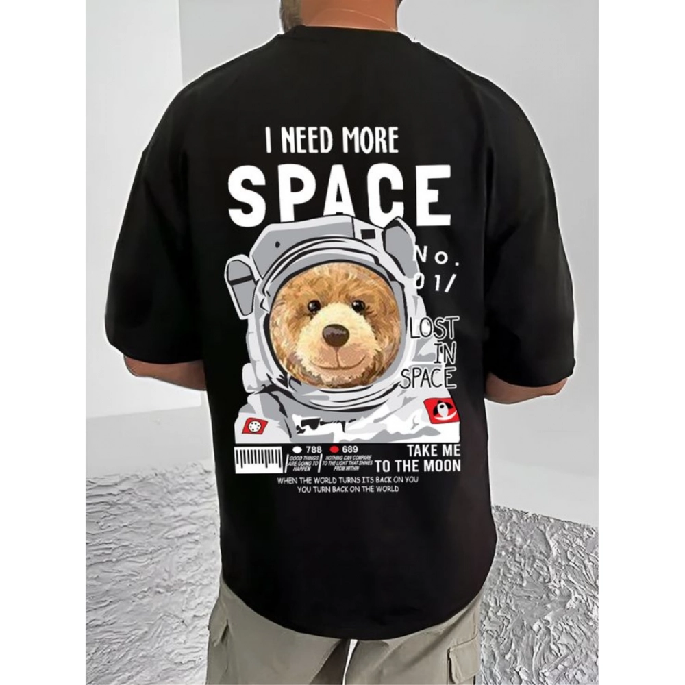 Generic Men's Casual Cotton Blend Printed Round Neck Half Sleeve T-Shirt (Black) Generic Men's Casual Cotton Blend Printed Round Neck Half Sleeve T-Shirt (Black)