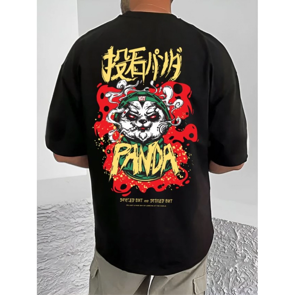 Generic Men's Casual Cotton Blend Printed Round Neck Half Sleeve T-Shirt (Black) Generic Men's Casual Cotton Blend Printed Round Neck Half Sleeve T-Shirt (Black)