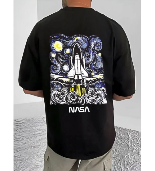 Generic Men's Casual Cotton Blend Printed Round Neck Half Sleeve T-Shirt (Black) Generic Men's Casual Cotton Blend Printed Round Neck Half Sleeve T-Shirt (Black)