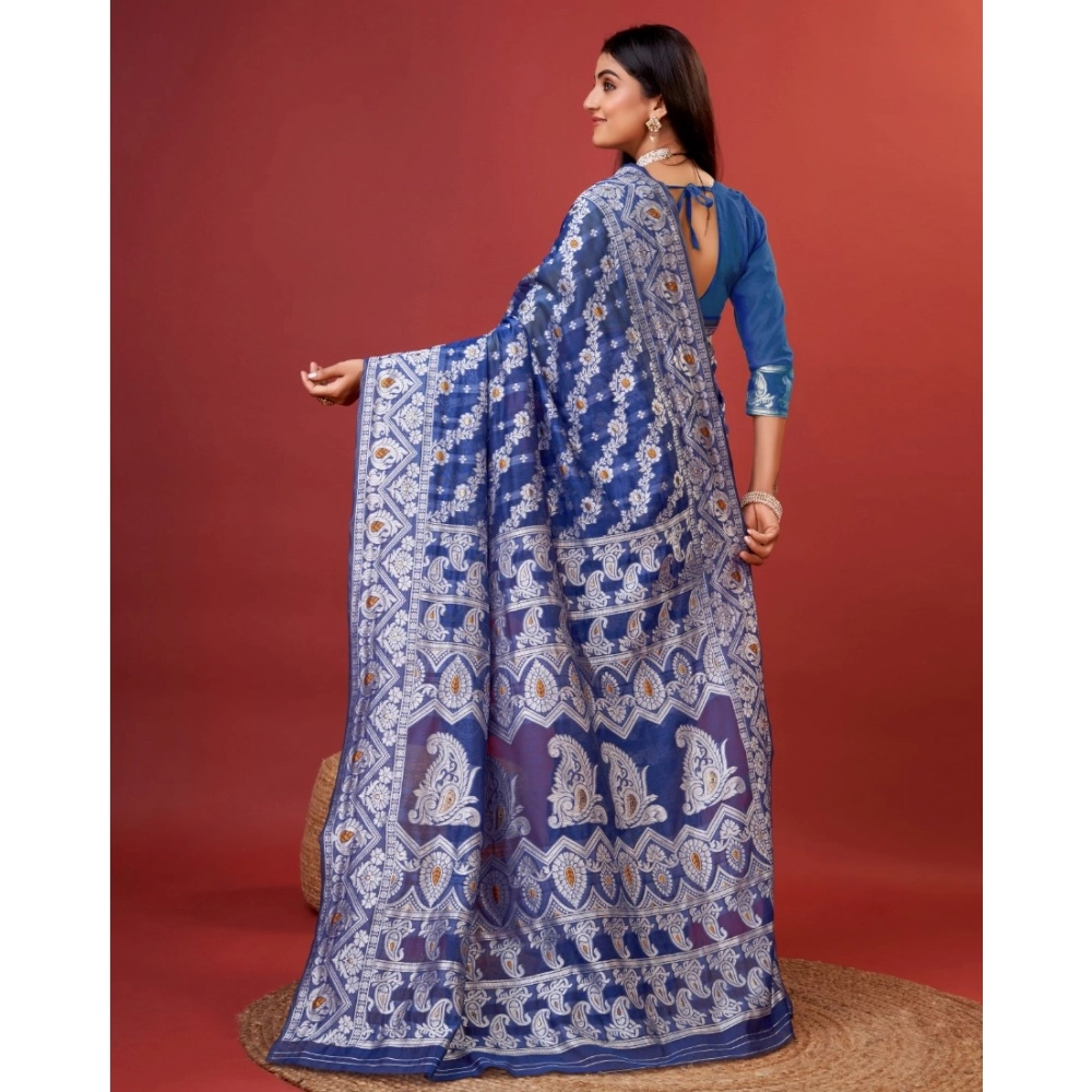 Generic Women's Cotton Silk Printed Saree With Unstitched Blouse 5.5Mtr (Blue) Generic Women's Cotton Silk Printed Saree With Unstitched Blouse 5.5Mtr (Blue)