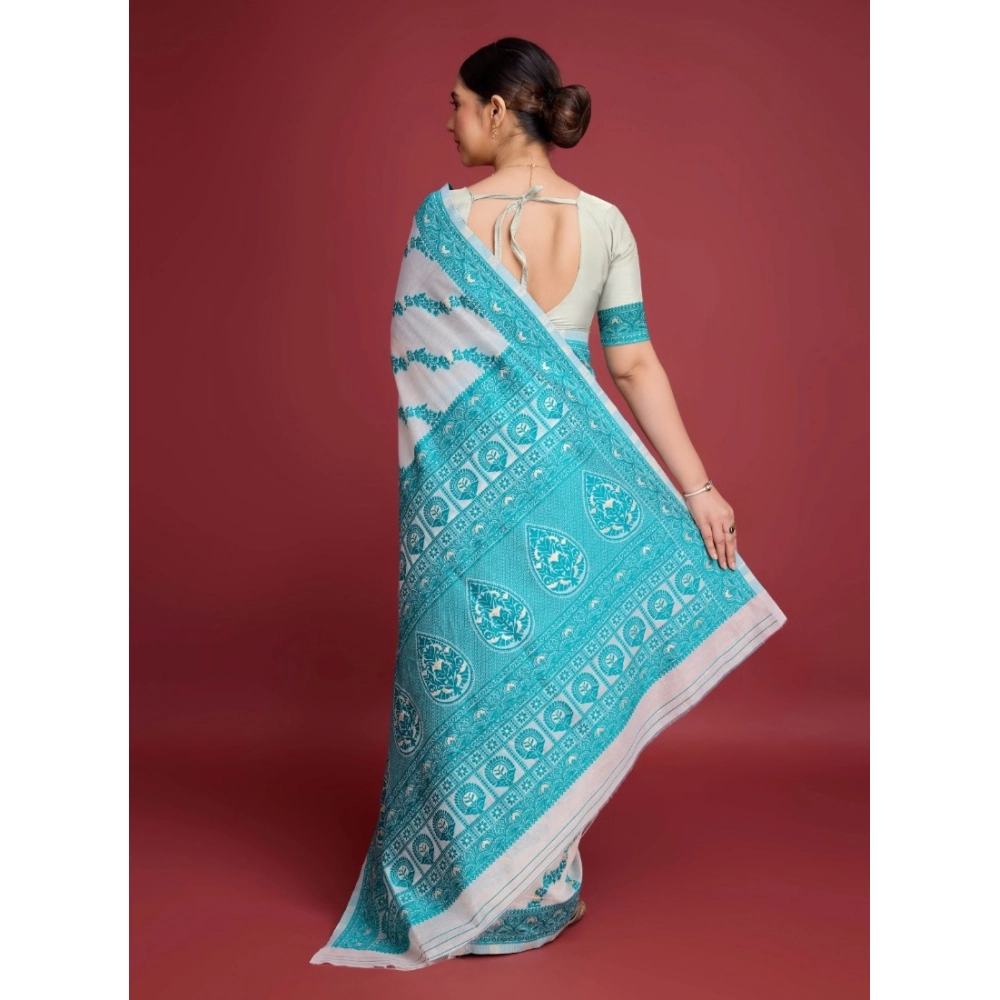 Generic Women's Jamdani Cotton Silk Printed Saree With Unstitched Blouse 5.5Mtr (Rama) Generic Women's Jamdani Cotton Silk Printed Saree With Unstitched Blouse 5.5Mtr (Rama)