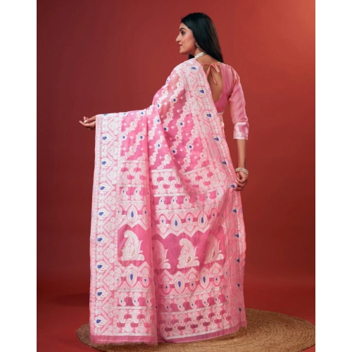 Women's Cotton Silk Printed Saree With Unstitched Blouse 5.5Mtr (Pink) Women's Cotton Silk Printed Saree With Unstitched Blouse 5.5Mtr (Pink)