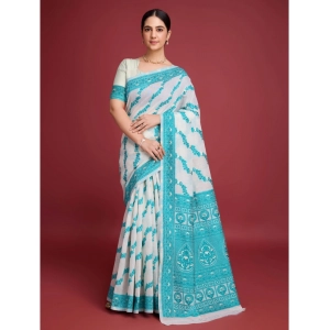Generic Women's Jamdani Cotton Silk Printed Saree With Unstitched Blouse 5.5Mtr (Rama)