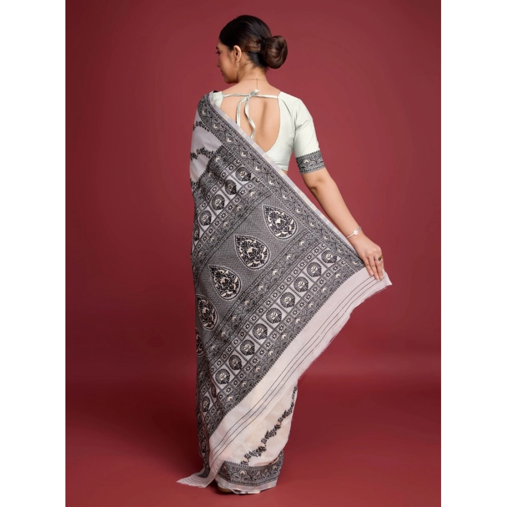 Generic Women's Jamdani Cotton Silk Printed Saree With Unstitched Blouse 5.5Mtr (Black) Generic Women's Jamdani Cotton Silk Printed Saree With Unstitched Blouse 5.5Mtr (Black)