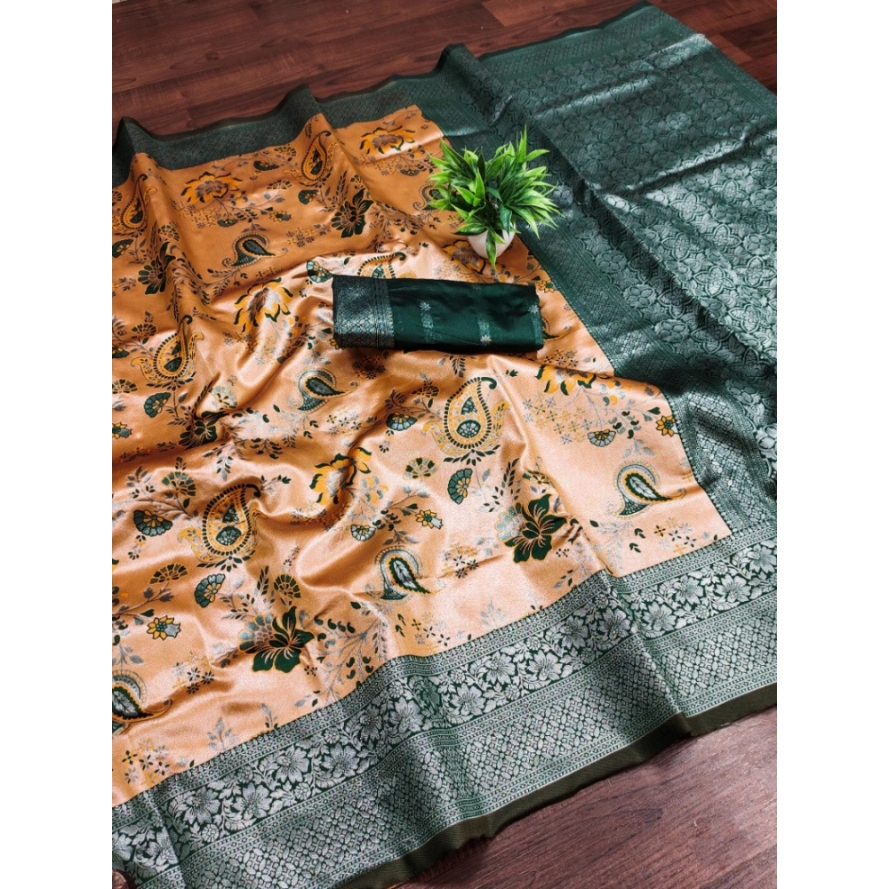 Generic Women's Banarasi Jacquard Printed Saree With Unstitched Blouse 5.5Mtr (Orange) Generic Women's Banarasi Jacquard Printed Saree With Unstitched Blouse 5.5Mtr (Orange)
