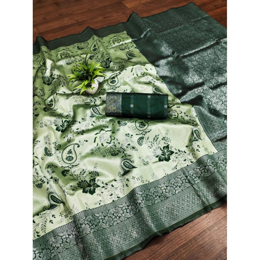 Generic Women's Banarasi Jacquard Printed Saree With Unstitched Blouse 5.5Mtr (Green) Generic Women's Banarasi Jacquard Printed Saree With Unstitched Blouse 5.5Mtr (Green)