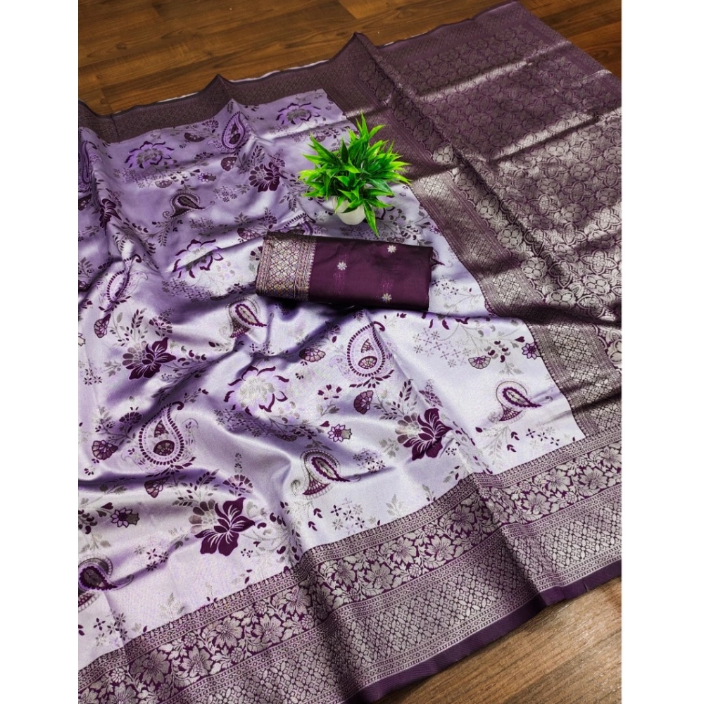 Generic Women's Banarasi Jacquard Printed Saree With Unstitched Blouse 5.5Mtr (Purple) Generic Women's Banarasi Jacquard Printed Saree With Unstitched Blouse 5.5Mtr (Purple)