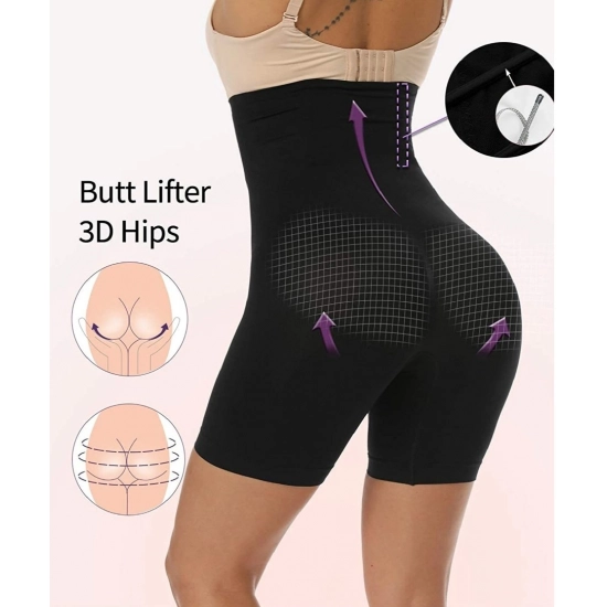 Generic Women's Cotton Lycra Solid Western Wear Tummy - Thigh Body Shaper (Black)