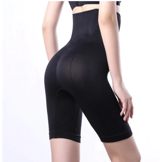 Generic Women's Cotton Lycra Solid Western Wear Tummy - Thigh Body Shaper (Black)