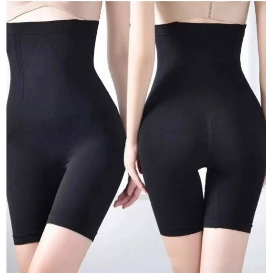 Generic Women's Cotton Solid Ethnic Wear Tummy - Thigh Body Shaper (Black)