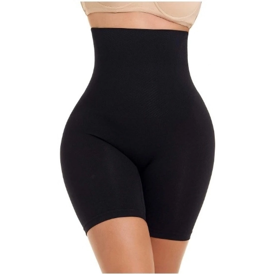 Generic Women's Cotton Solid Ethnic Wear Tummy - Thigh Body Shaper (Black)