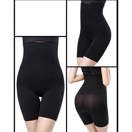Generic Women's Cotton Lycra Solid Western Wear Tummy - Thigh Body Shaper (Black)