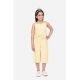 Generic Girl's Polyester Cotton Blend Striped Sleeveless Round Neck Dress (Yellow) Generic Girl's Polyester Cotton Blend Striped Sleeveless Round Neck Dress (Yellow)