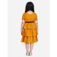 Generic Girl's Polyester Crepe Printed Puff V-Neck Dress (Orange) Generic Girl's Polyester Crepe Printed Puff V-Neck Dress (Orange)