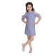 Generic Girl's Cotton Striped Cold Shoulder Round Neck Dress (Blue) Generic Girl's Cotton Striped Cold Shoulder Round Neck Dress (Blue)