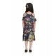 Generic Girl's Satin Floral Printed Cold Shoulder Round Neck Dress (Navy Blue) Generic Girl's Satin Floral Printed Cold Shoulder Round Neck Dress (Navy Blue)